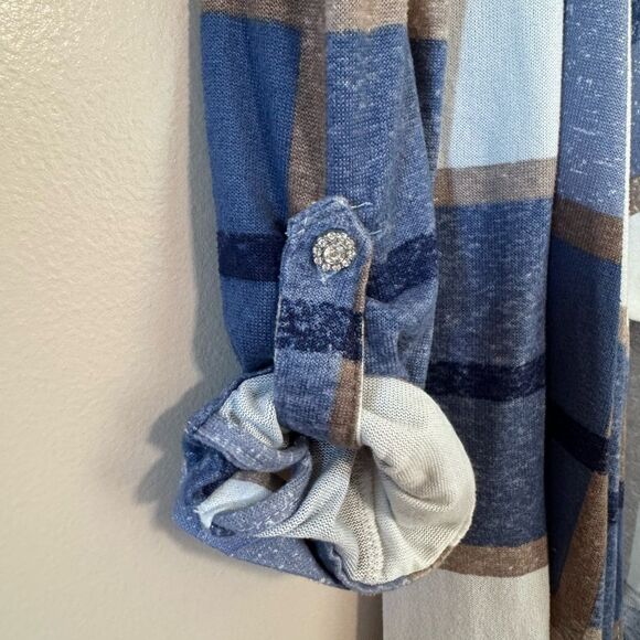 SALE! Blue New York Laundry Plaid Open Front Top Size M NWT - Picture 6 of 7